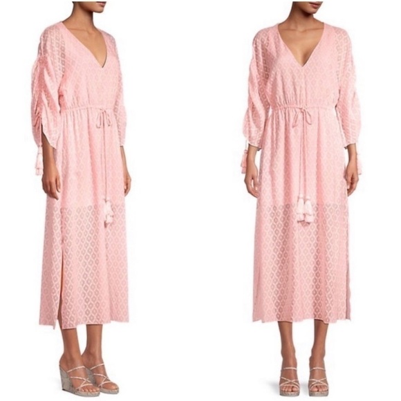 Alice + Olivia Esmeralda Devore Silk Blend Midi Dress - Picture 1 of 6